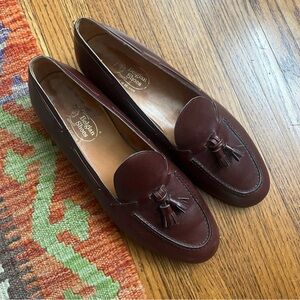 Belgian Shoes Leather Tassel Loafers in Oxblood